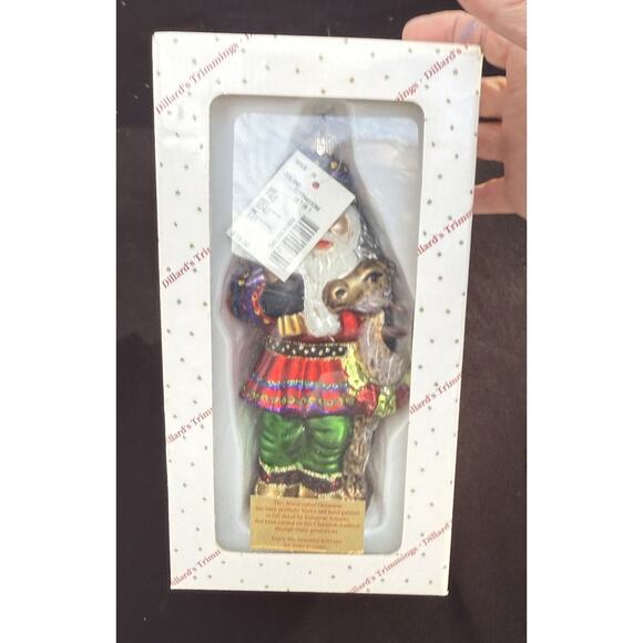 Large 7" Hand Blown Glass Santa Ornament Trimsetter By Dillards Made in Poland - Picture 4 of 11